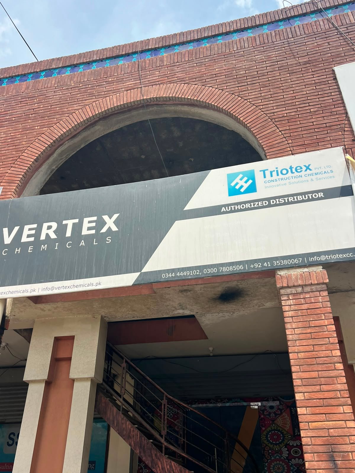Triotex Construction Chemicals office - authorized distributor storefront in Civic Center, Faisalabad